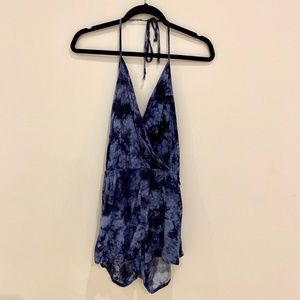 Blue Tie Dye Halter Neck Romper